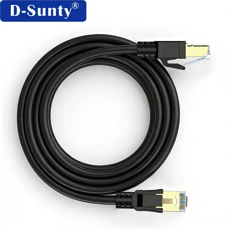 Black-Jacket-Communication-Cables-CAT8-SFTP-Pure-Copper-PVC-28AWG-Bare-Copper-Power-Cable-100m-for-Network-Security-System