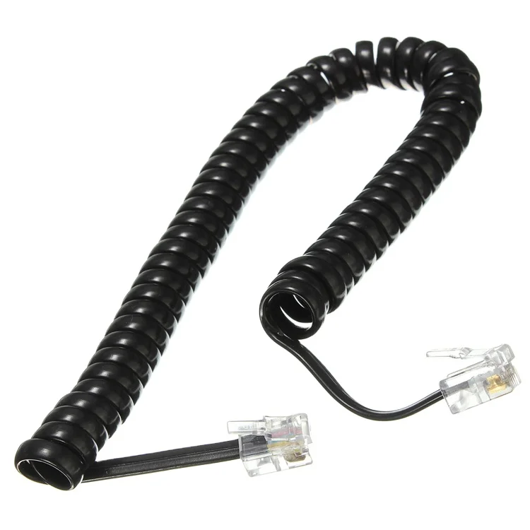 Black-RJ11-Telephone-Cable-Spiral-Cable-RJ11-Telephone-Cord-Coil-Cable