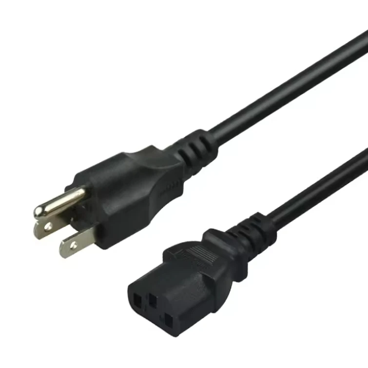 Black-USA-US-AC-Power-Cord-3-Prong-American-IEC-C13-Supply-Lead-Power-Extension-Cable-1.5m