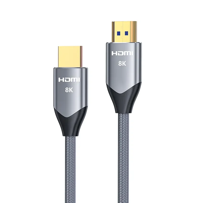 Braided-HDTV-2.1-Cable-8K-8K60MHz-4K120HZ-HDTV-Cable-with-PVC-Jacket-and-RCA-Connectors-for-Monitor-and-Audio