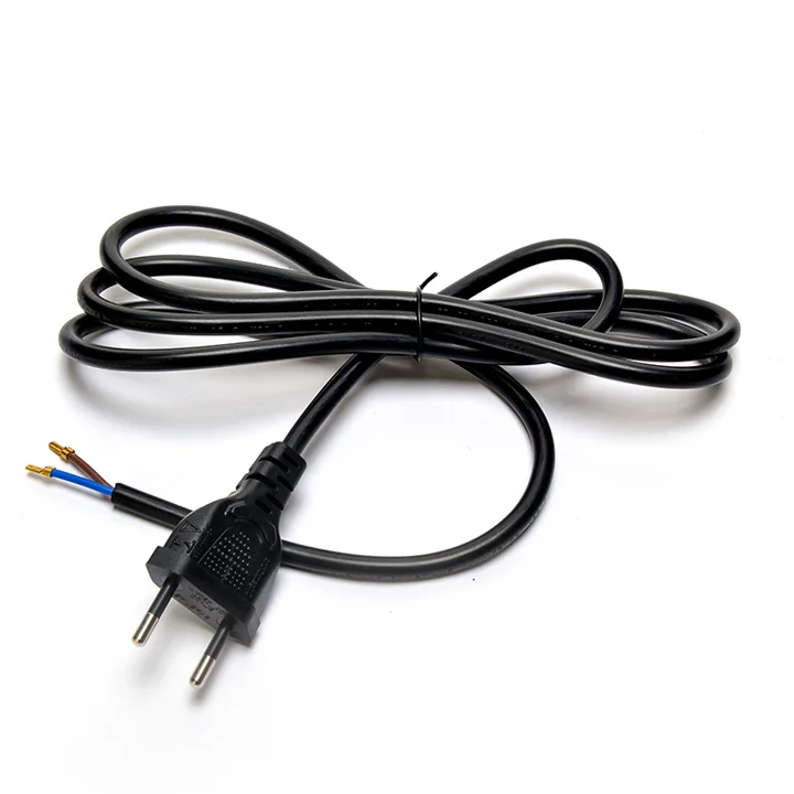 Brazil-2.5A-2-Pin-Plug-Power-Cords-Black-Kettle-Plug-Open-Ended-Commercial-Use-2-Round-Extension-Cords-CEE-Stripped
