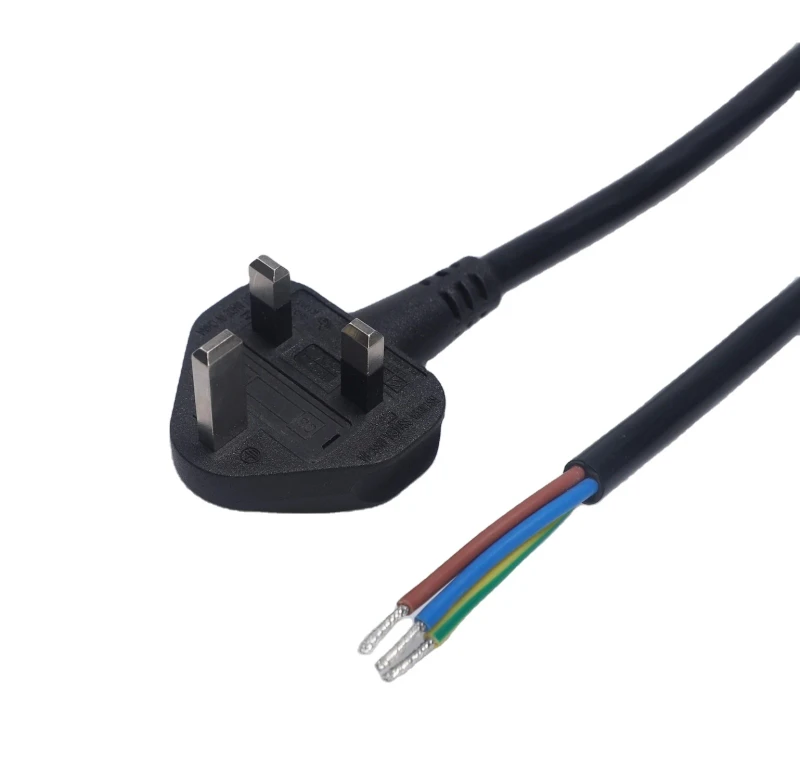 British-BS-IP11-Computer-AC-3-Pin-Prong-Open-End-Extension-Cord-One-Way-16-3-White-Black-Power-Cords