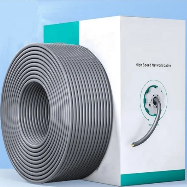 CAT5E-UTP-Networking-Cable-AWG24-4-0.5-Stranded-Pure-Copper-Ethernet-CMR-PVC-305m-roll-Gray-Customizable-Communication