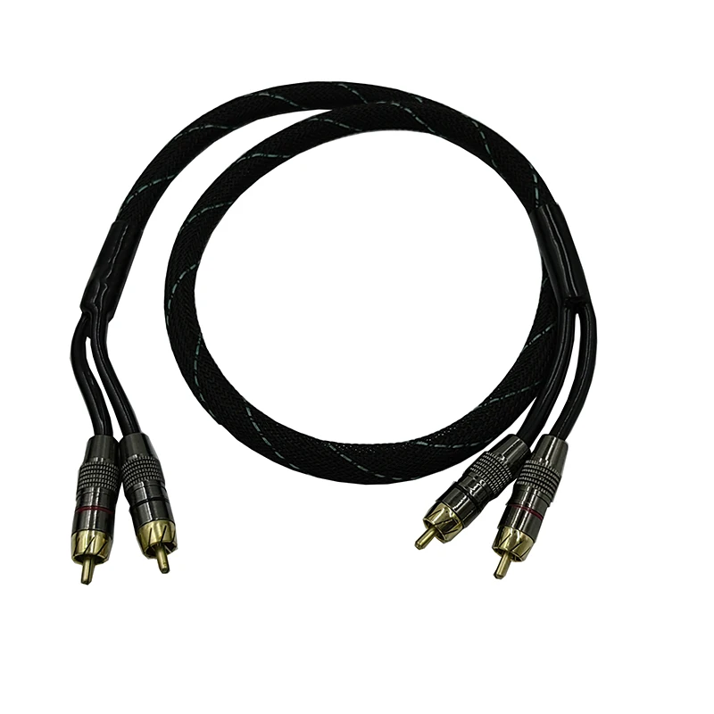 Car-Audio-Amp-Video-RCA-Cable-Double-Shields-1.5m-2m-Nylon-Braided-Expand-Sleeve