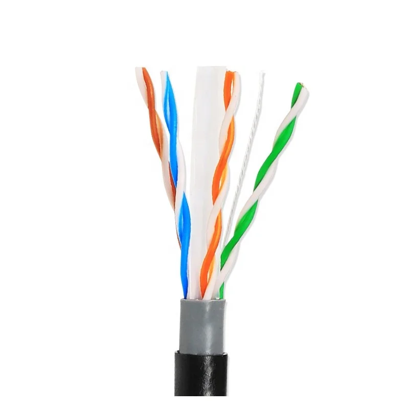 Cat6-Outdoor-UTP-Cable-1000ft-23awg-Solid-Copper-100-Impedance-CE-Certified-305m-Grey-Black-Jacket