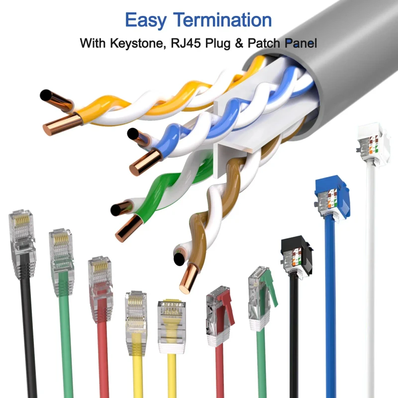 Communication-24AWG-Bare-Copper-LAN-CAT5E-SF-UTP-1000ft-305m-PVC-Jacket-Insulated-Shield-Netework-Lan-Cables