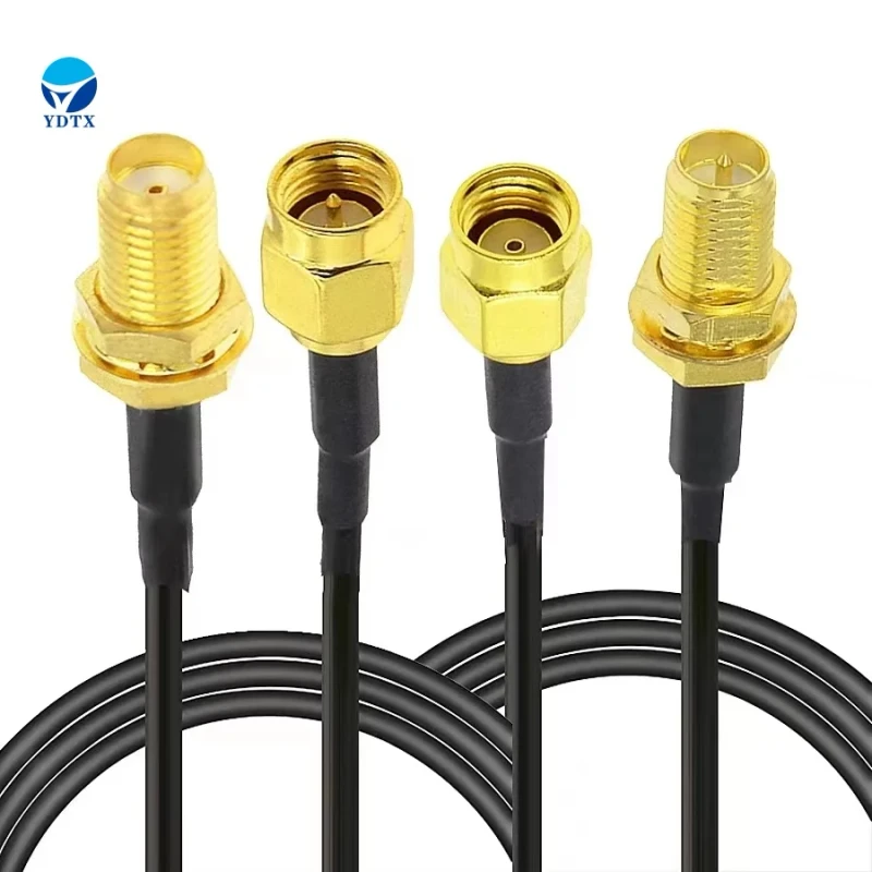 Copper-Direct-Attach-Twinax-RF-Cable-RG174-RP-SMA-Male-RP-SMA-Female-Connector-3m-Length-50-Impedance-Gold-Black-Customizable
