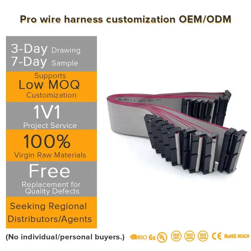 Copper-Flat-Ribbon-Cable-and-Electrical-Wiring-Accessories-Harness-for-Industrial-PLC-and-Motor-Drive-System-Applications