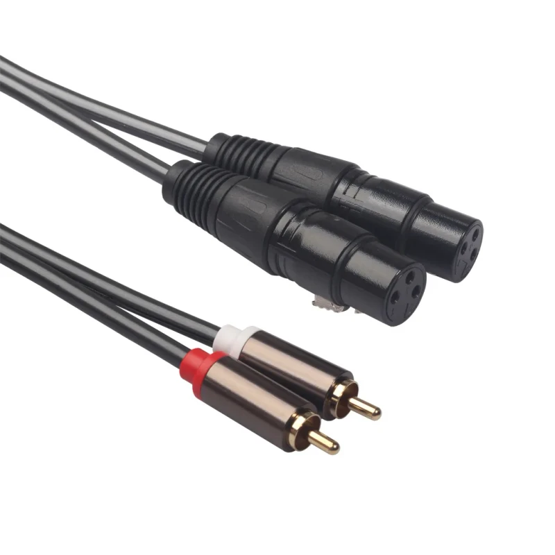 Copper-Wire-Gold-Plated-Head-2RCA-Male-Dual-XLR-Female-Coaxial-Optical-Fiber-Audio-Cable-PVC-Jacket-Monitor-Microphone-Computer