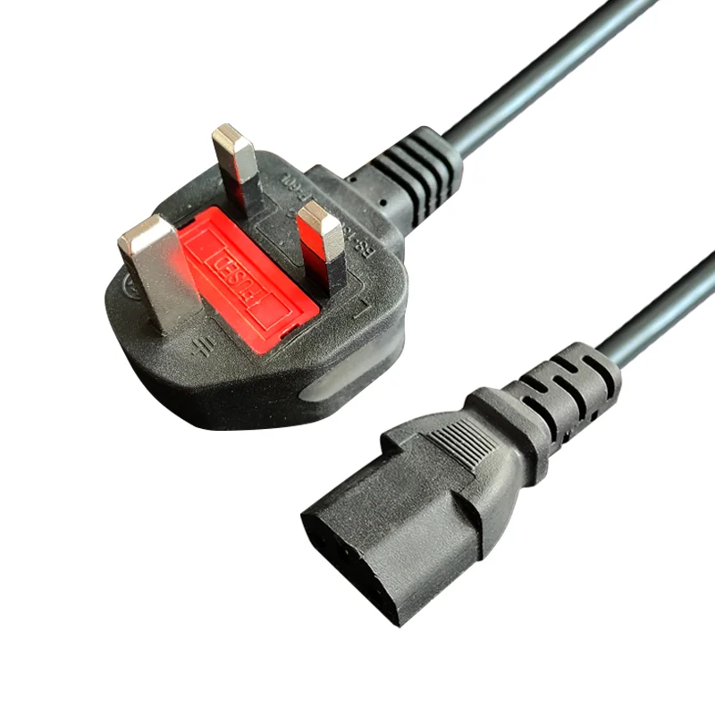 Copper-clad-Aluminum-British-Standard-3pin-Black-Power-Cord-0.75mm-Plug-1.2m-1.5m-1.8m-3m-British-Standard-Suffix-Power-Cord