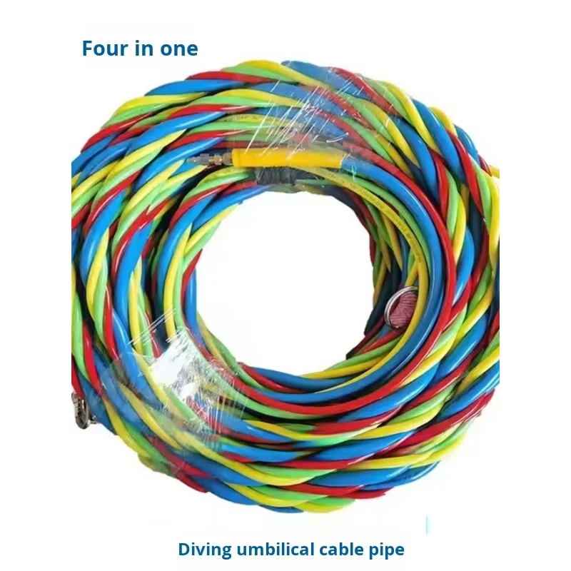 Custom-Commercial-Diving-Air-Hose-4-in-1-Umbilicals-Cable-Air-Pneumo-Communication-Video-Light-Polyurethane-Stranded-IP68-Rated