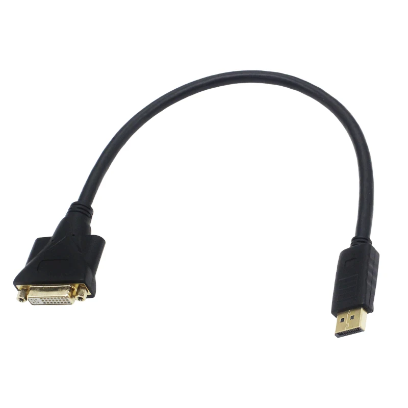 Custom-High-Quality-Black-0.4m-Nylon-Braided-DP-20P-Male-to-DVI-245P-Female-Audio-Cables-with-High-Transfer-Speed