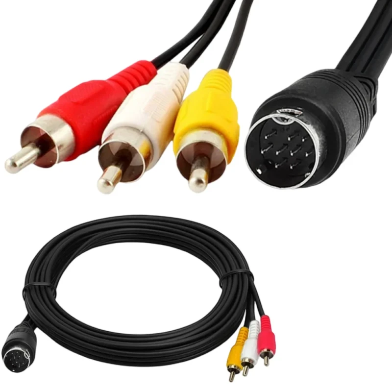 Custom-Mini-Din-S-Video-Twisted-Pair-Coaxial-PVC-Cable-9pin-Male-to-3RCA-Male-Video-Audio-Power-Speaker-Cable