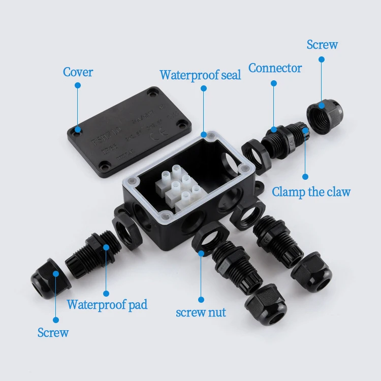 Customizable-4-Ways-Outdoor-IP66-FSH710-4P-Waterproof-Junction-Box-Electrical-Underwater-Cable-Junction-Box
