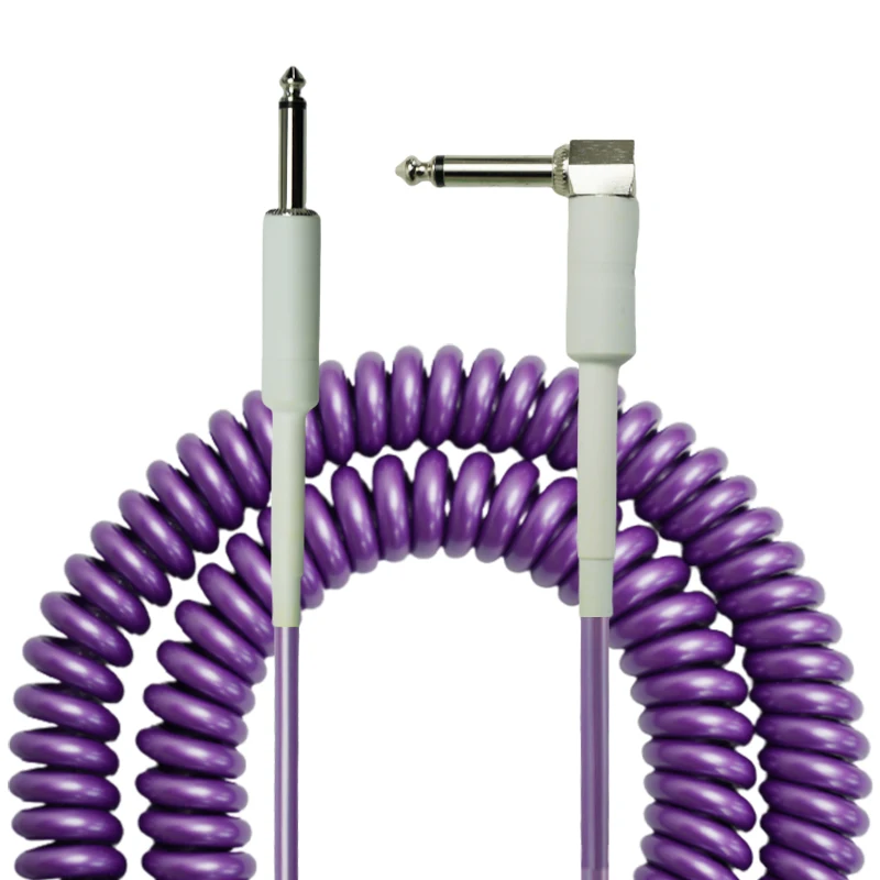Customized-8M-PU-1-4-Mono-Plug-Spring-Electric-Coiled-Instrument-Cable-Purple-Audio-Cable