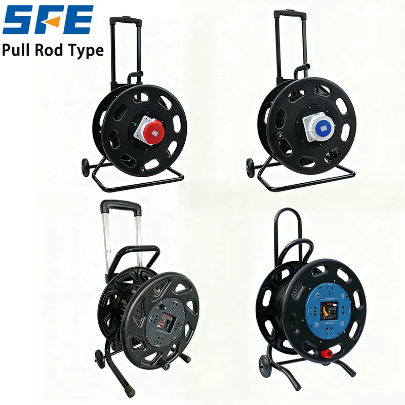 Customized-Pull-Rod-Type-2-3-4-Way-Cable-Reel-EU-Sockets-IP44-Retractable-100m-50m-40m-25m-Extension-Power-Cable