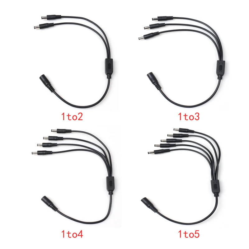 Dc5.5x2.1-Female-Extension-Dc5525-Male-Splitter-1to-2-3-4-5-Splitter-Power-Extension-Cords-Y-Cables