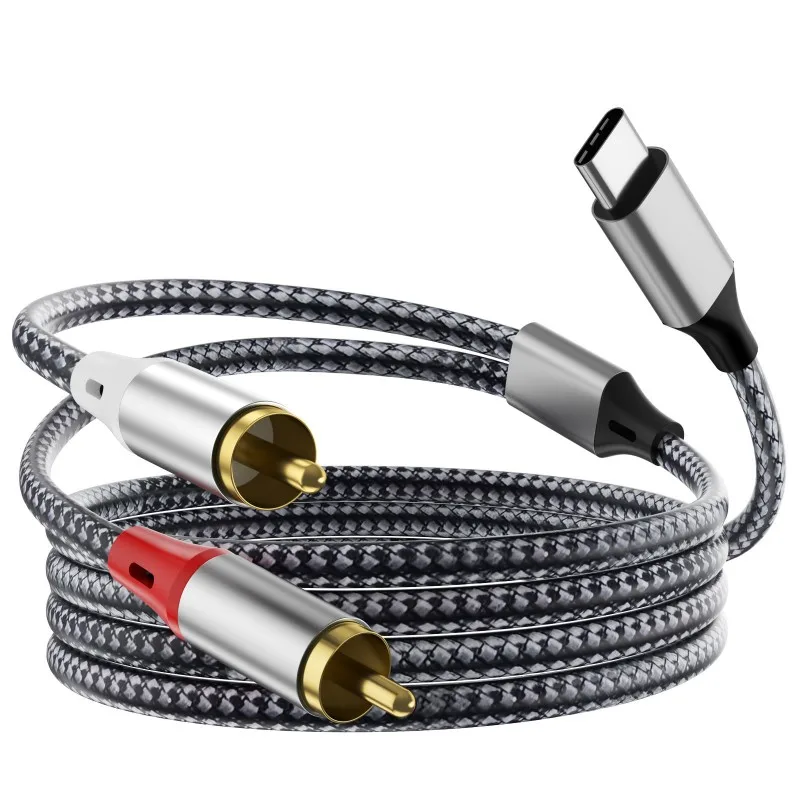 Digital-USB-C-2xRCA-Audio-Cable-3.3FT-1Meter-Type-C-2-RCA-Amplifier-Stereo-Home-Theater-TV-DVD-Cellphone-Tablet-Laptop