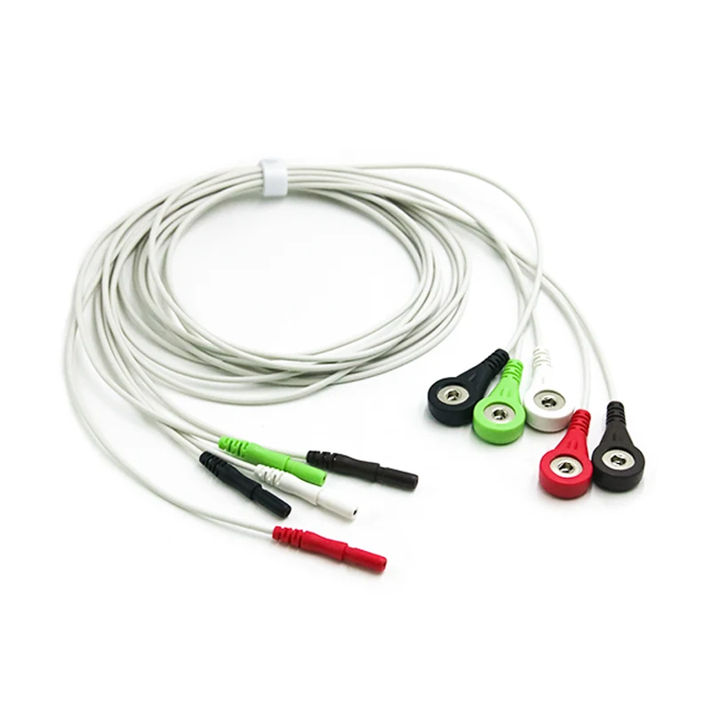 Din-1.5-5-Lead-Wires-Snap-4.0-AHA-Standard-Holter-Recorder-ECG-Patient-Cable-for-Din1.5-Instruments-Holter-Box-Leadwires