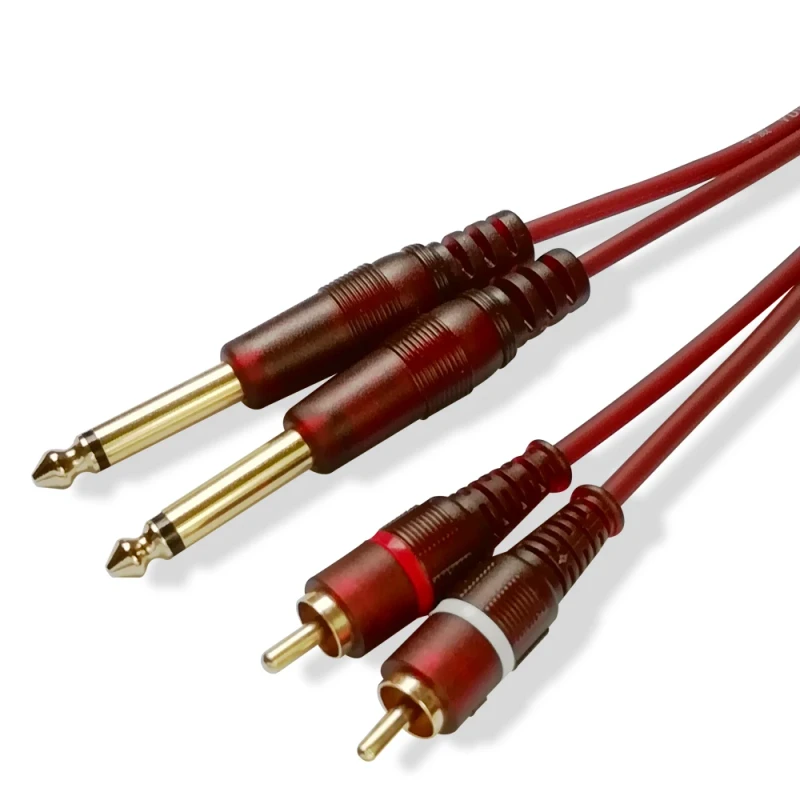 Dual-6.35mm-to-Dual-RCA-Audio-Cable-for-Guitar-Amplifier-Mixer-PVC-Jacket-Professional-Use-Microphone-Compatible