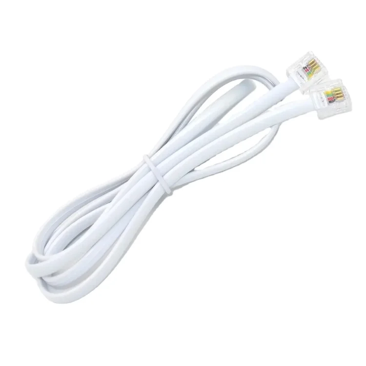 EXC-Manufacture-6P4C-Cord-Copper-Telephone-Cable-Rj11-connector-Telecommunication-Female-6-pin-telephone-4-core-line
