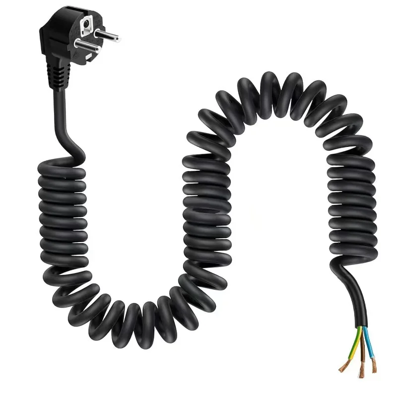 European-Standard-Three-Core-Spring-Wire-Square-Power-Cord-Pin-Tail-Helical-Wire-1m-Length-16A-10A-Rated-Current