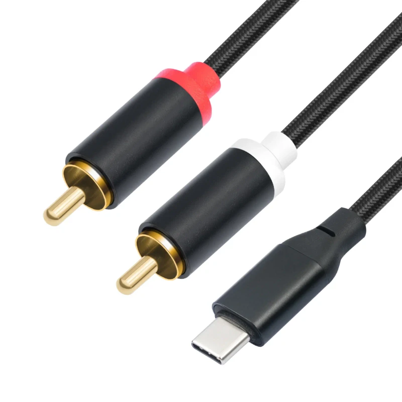 Factory-Accelerated-Type-C-USB-Dual-RCA-Male-Video-Audio-Cable-1M-2M-3M-Gold-Plated-2RCA-Type-PVC-Jacket-Combination-Shielding
