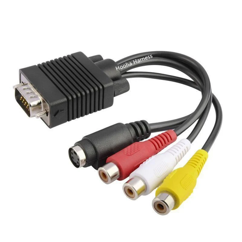Factory-Custom-Stereo-RCA-Male-Female-Audio-Cable-Tinned-Copper-PVC-Jacket-Non-Shielded-VGA-Connectors-DVD-Player-Monitor