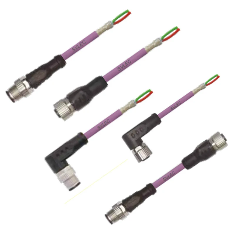 Factory-Direct-Sale-M12-B-Code-Profibus-Shielded-2-Pole-Fiber-Optic-Cable-Model-914051-Purple-Telecom-Communication