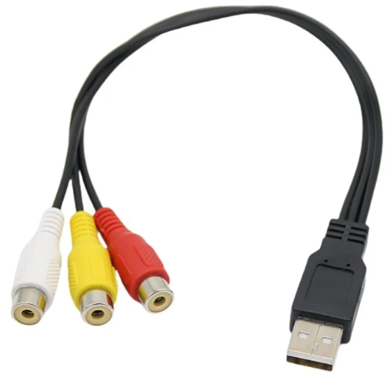 Factory-Direct-Twisted-Pair-Coaxial-USB-2.0-Male-to-3RCA-Female-Y-Splitter-PVC-Jacket-Audio-Video-Cable-for-Speakers-Monitor
