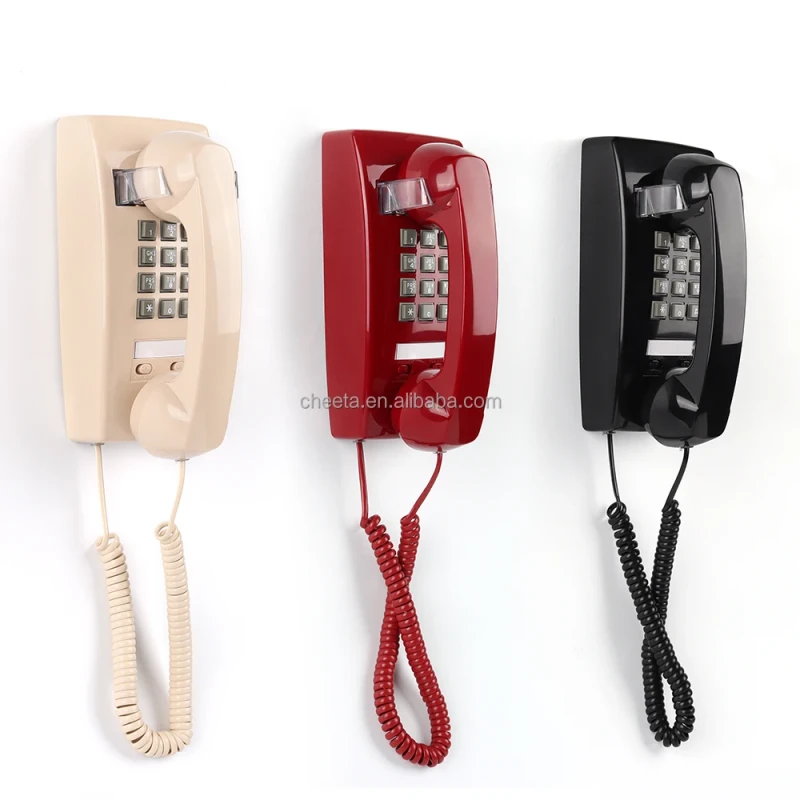 Factory-ODM-Hotel-Decoration-Landline-Phone-Black-Red-Beige-Corded-Wall-Mount-Telephone-Set