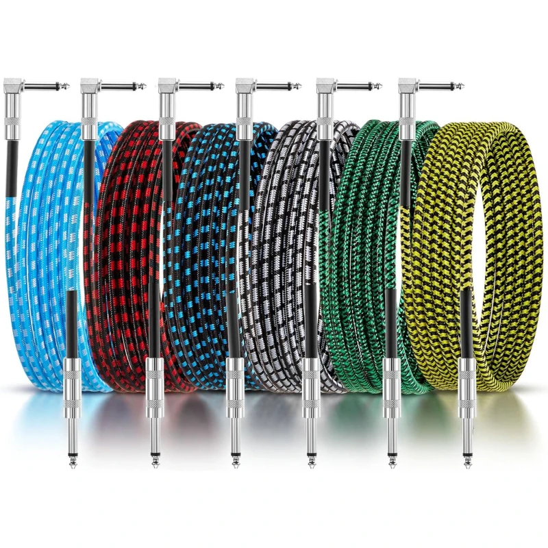 Factory-OEM-6.35mm-Guitar-Patch-Cable-Jacket-Mono-Connector-Instrument-1M-Audio-Cable-Car-HDTV-Computer-Bulk