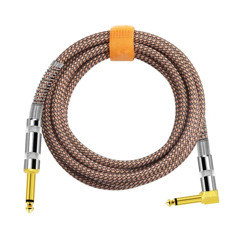 Factory-OEM-Logo-Premium-Instrument-Guitar-Cable-6.35mm-TS-Mono-to-1-4In-Jack-Braided-Cable-for-Electric-Bass
