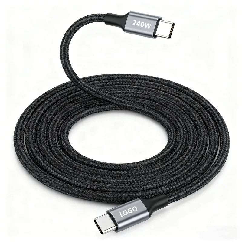 Fast-Charging-Type-C-Cable-240W-5A-USB-Type-C-Data-Charger-Cable-Braided-1m-2m-3m-USB-C-to-USB-C-Cables-3ft-6ft-10ft
