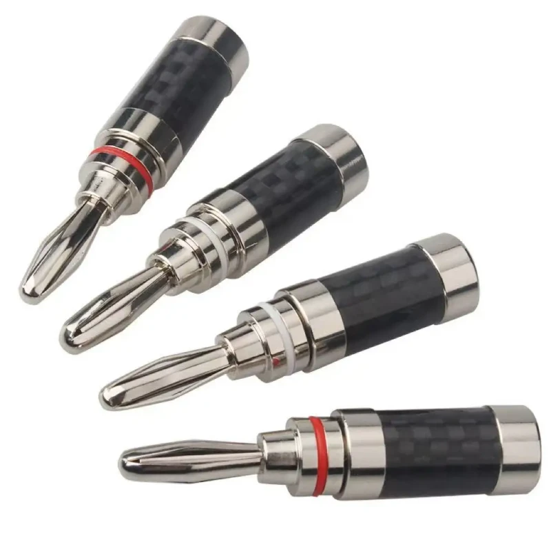 Fever-Brass-Carbon-Fiber-Rhodium-plated-Round-Aluminum-Housing-HIFI-Speaker-Cable-with-Banana-Plug-and-Audio-Plug