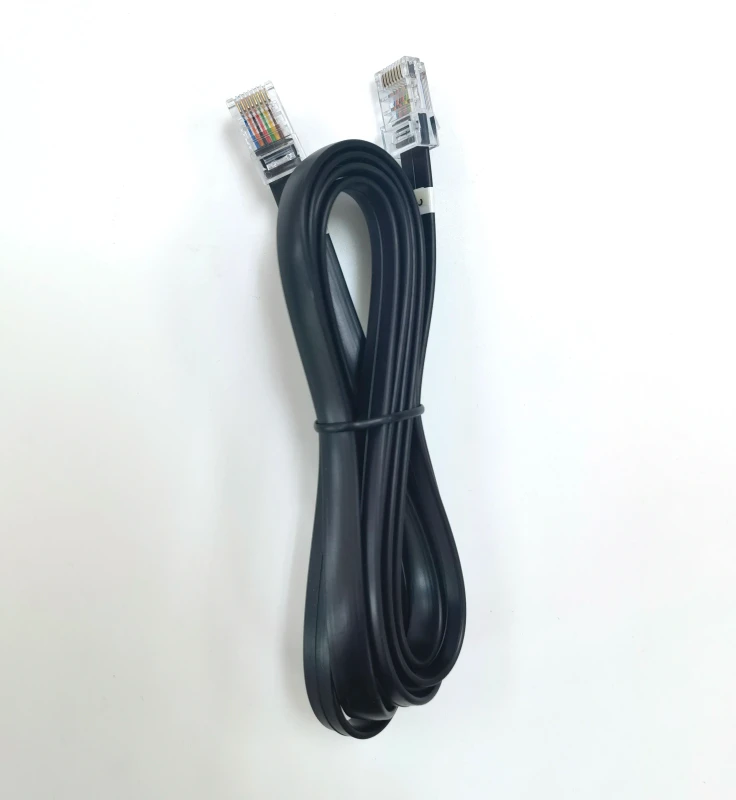 Flat-8-Cores-RJ45-8P8C-Cable-for-Telephone-Black-Telephone-Cords-Male-to-Male-1m-2m-3m-Customized