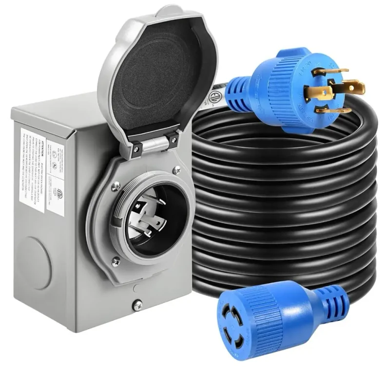 Generator-Cord-30amp-50FT-125V-250V-NEMAL14-50-Power-Inlet-Box-Combo-Kit-Twist-Lock-Connector-Black-Industrial-Equipment-7.5M