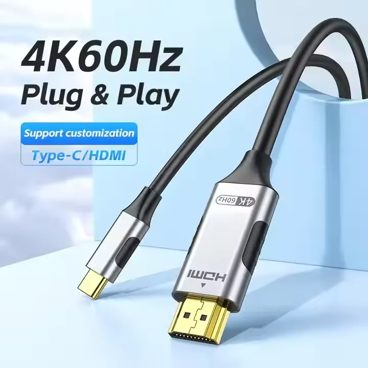 Gold-Plated-2M-Phone-to-TV-HDMI-Cable-Ultra-HD-1080P-4K-60Hz-Type-C-USB-3.1-Type-C-Male-to-HDMI-Male-Adapter-Cable
