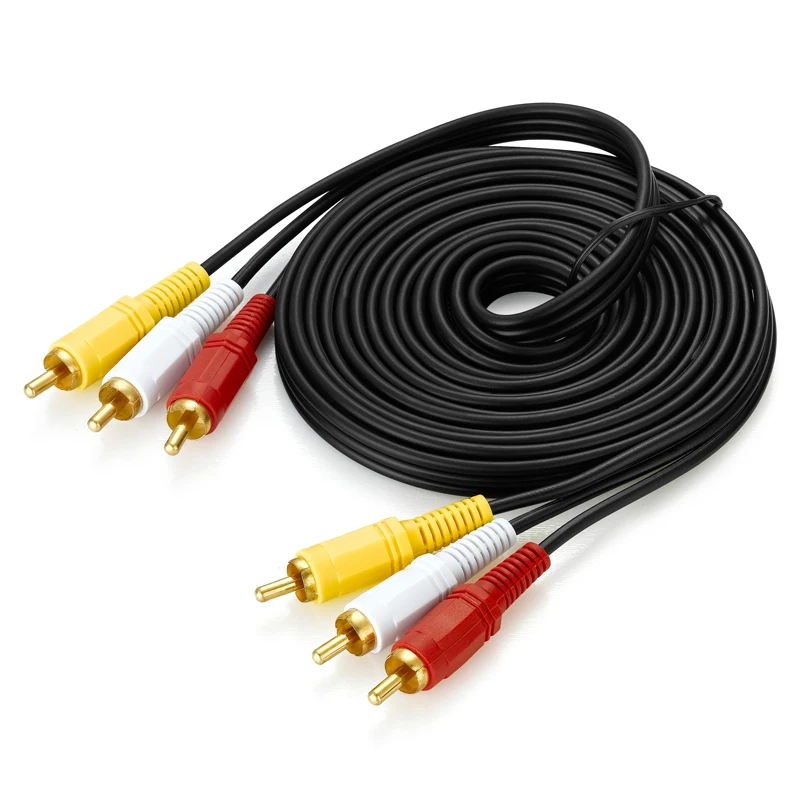 Gold-Plated-3-RCA-to-3-RCA-Male-to-Male-Audio-Video-AV-Cable-OFC-High-Grade-1.5m-3m-5m-10m-15m-20m