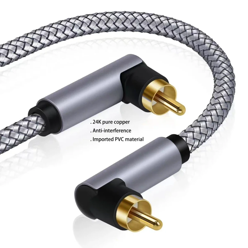 Gold-Plated-90-Degree-Right-Angle-RCA-RCA-Male-Male-Audio-Cable-Connector-Braid-Nylon-Jacket-Coaxial-4K-Resolution-for-TV