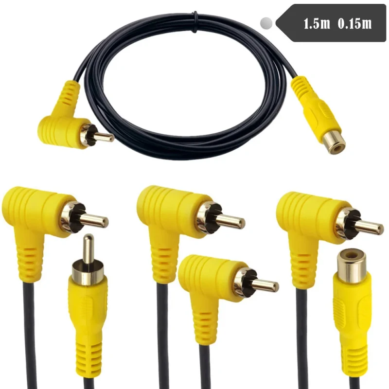 Gold-Plated-Elbow-RCA-AV-USB-Line-Lotus-Male-Female-Extension-AV-Video-Projector-Audio-Cable-Model-YR-USB-B50