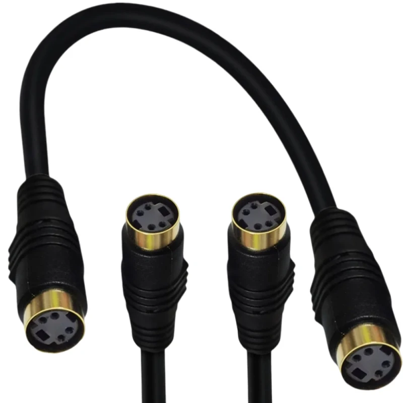 Gold-Plated-Mini-DIN-4Pin-Female-Female-Coaxial-Twisted-Pair-PVC-Jacket-Video-Audio-S-Video-Power-Cable-for-Monitor-Speaker-Use
