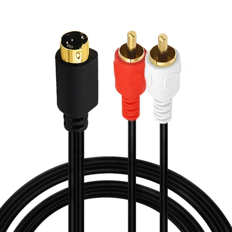 Gold-Plated-Mini-DIN-4Pin-S-Video-Male-to-2RCA-Male-Coaxial-Twisted-Pair-PVC-Jacket-AV-Power-Cable