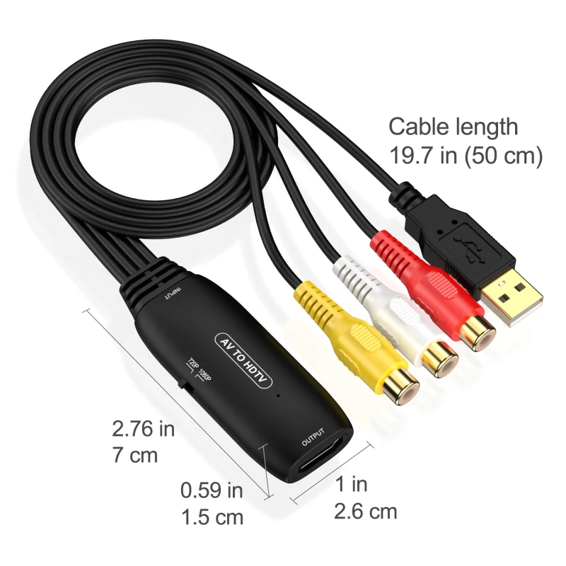 Gold-plated-3-RCA-AV-Cable-to-HDTV-Converter-Female-to-Female-Adapter-60Hz-1080p-Audio-Video-Adapter