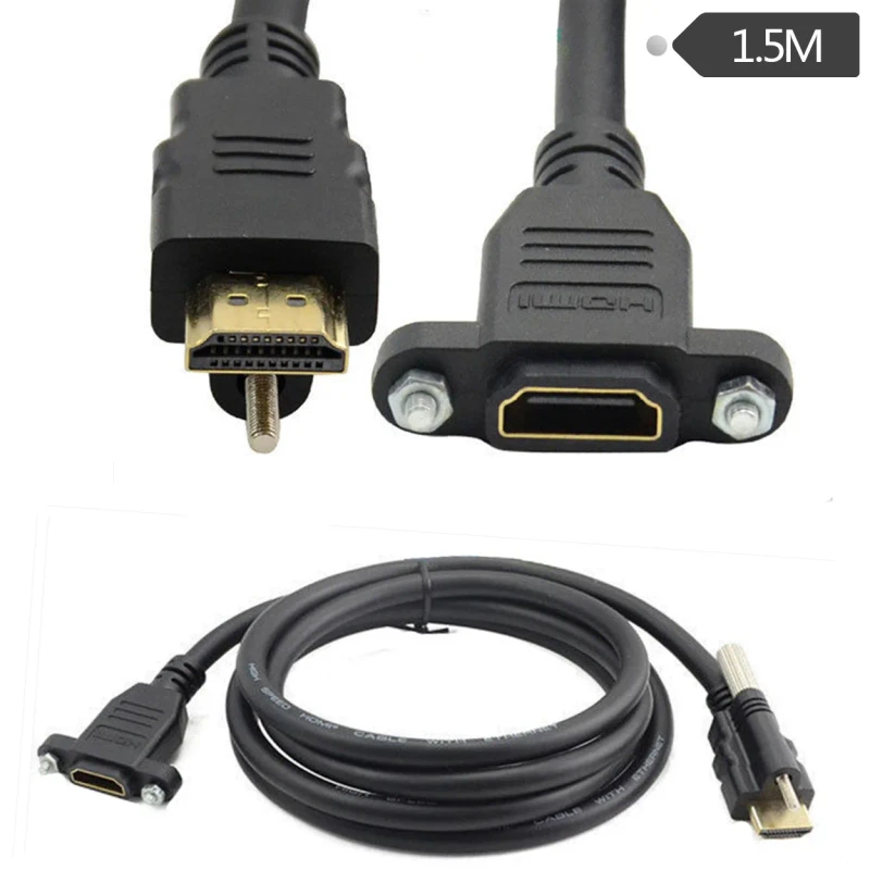 HDM-High-Definition-Cable-Male-Female-Extension-Screw-Holes-for-Secure-Panel-Fixing-PVC-for-HDTV-Cameras-Computers-Audio-4K