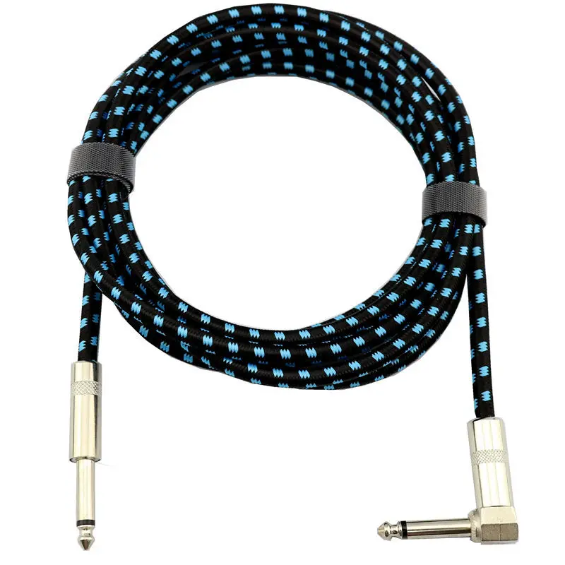 HKO65-90-Degree-Electric-Guitar-Bass-Audio-Cable-6.3mm-Male-Jack-Right-Angle-for-Amplifier