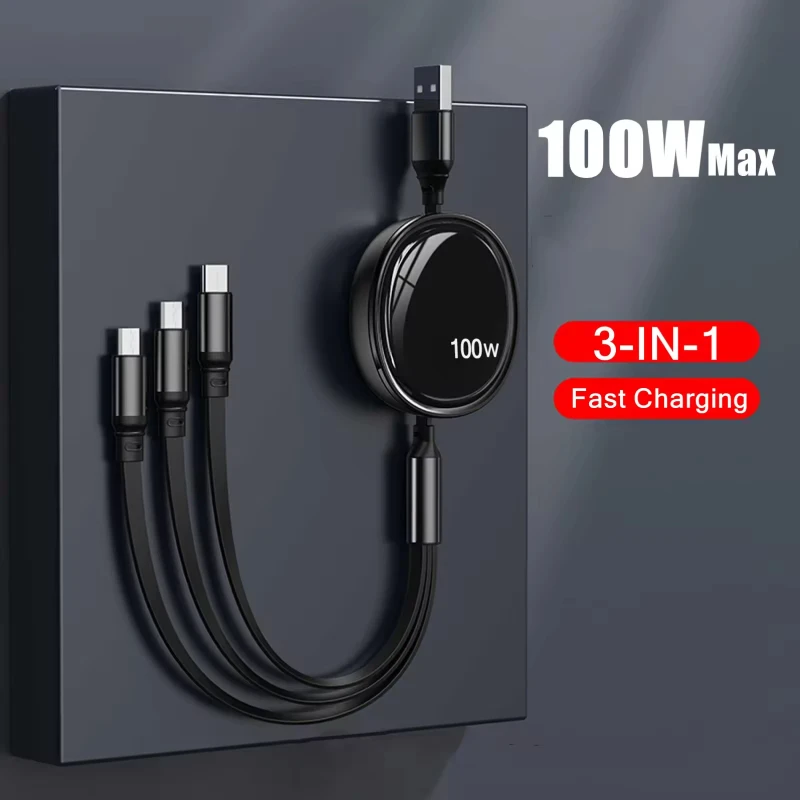 HYTO-OEM-Gift-Logo-1.2M-3-in-1-Nylon-Braid-Data-Cable-100W-TPE-Multiple-Retractable-USB-Charging-Cable-for-Phone-Type-C-Android