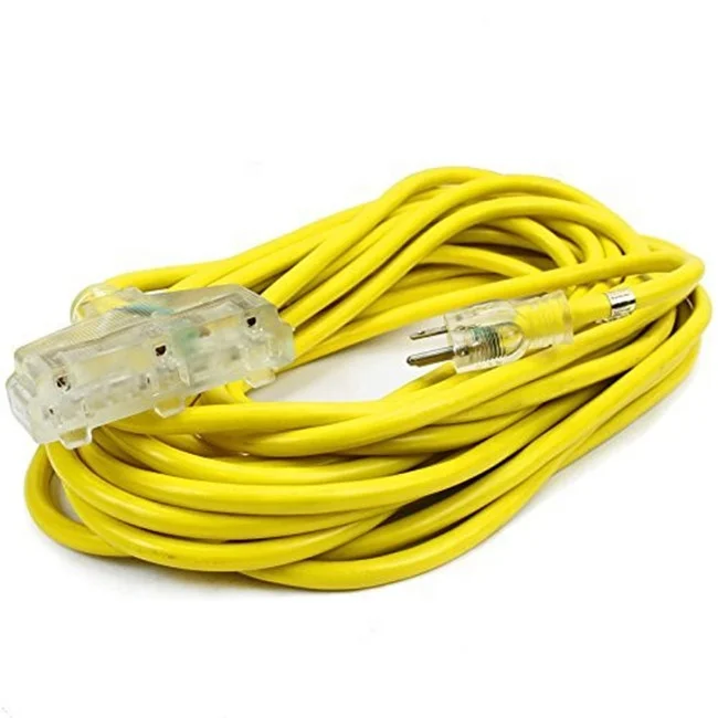 Heavy-Duty-Indoor-Outdoor-NEMA-SJTW-14AWG-25FT-Lighted-Triple-Outlet-Copper-Conductor-PVC-Jacket-Extension-Cord