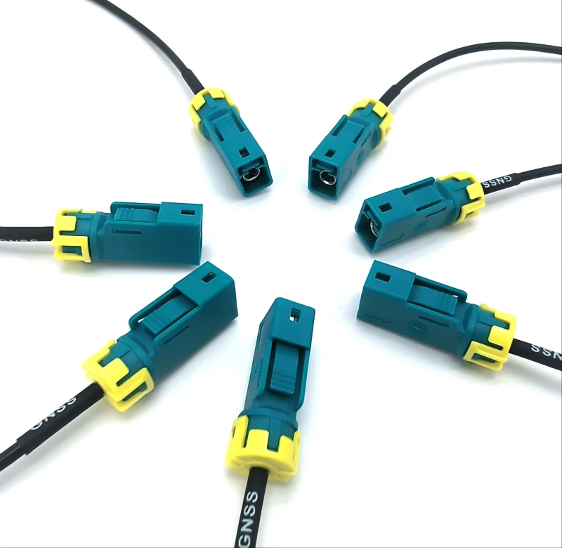 High-Frequency-GNSS-Coaxial-Cable-FAKRA-Female-Z-Code-Open-For-50ohm-IP67-RG174-Pure-Copper-Gold-Plated-Cable-IATF-16949