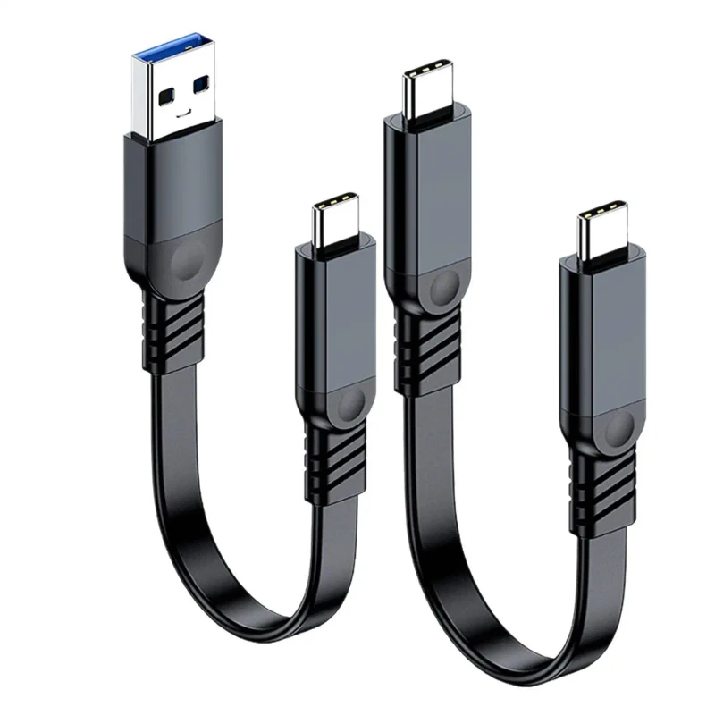 High-speed-Short-Flat-Cord-60W-3A-10Gbps-USB-a-to-Usb-Type-c-Data-Cable-Carplay-Charging-Cable-SSD-Hard-Disk-Data-Transfer-Cable